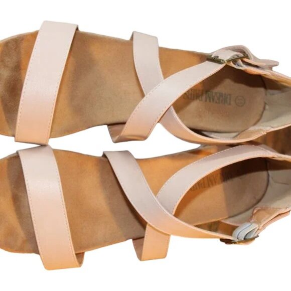 DREAM PAIRS Nude Elastic Ankle Strap Open Toe Platform Wedge Sandals 11 EUC - Picture 3 of 9